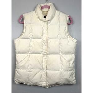 Lands’ End Down Puffer Vest S Ivory Cream Warm Classic Minimalist Core